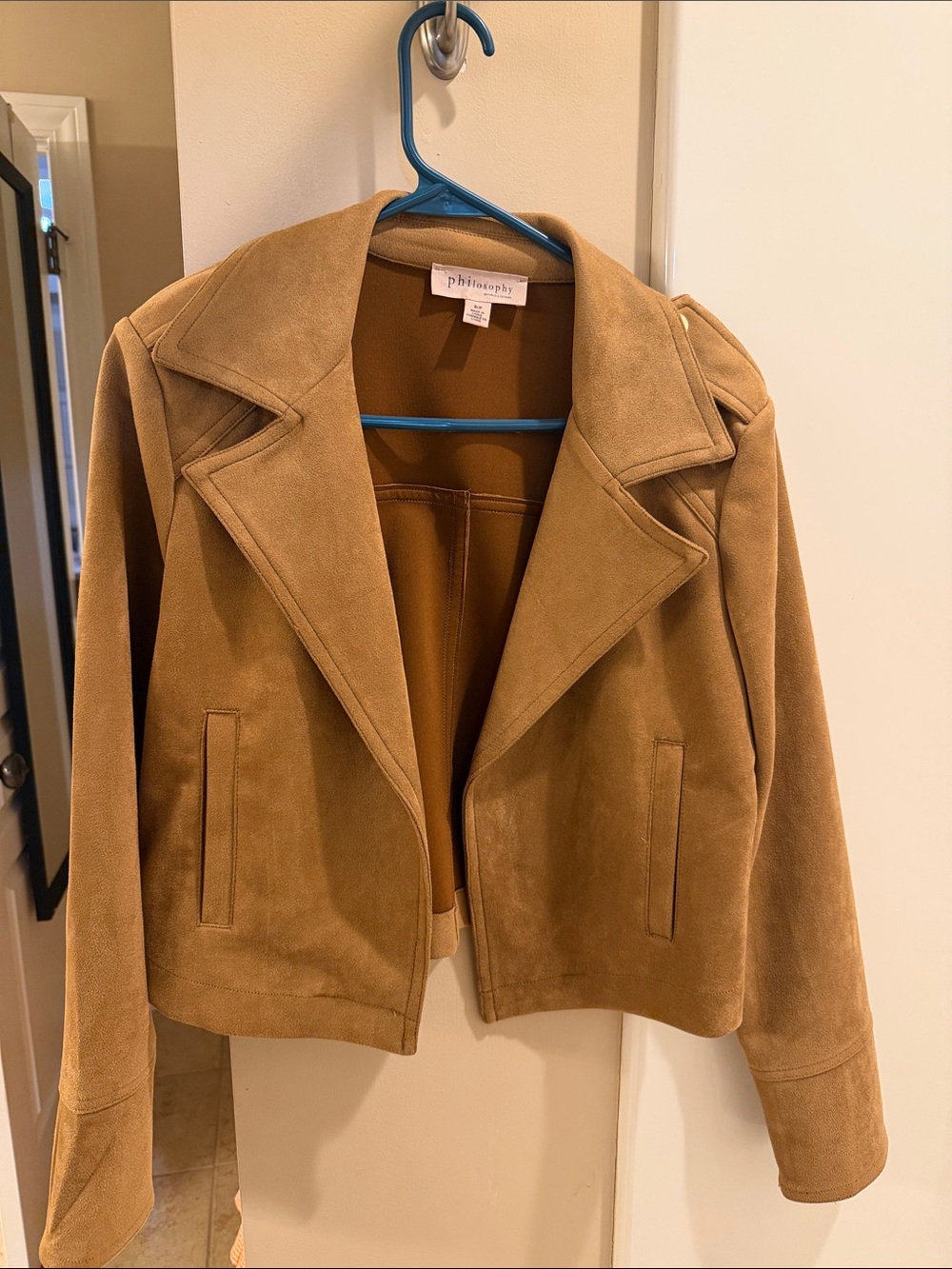 Philosophy tan faux-suede moto jacket size small